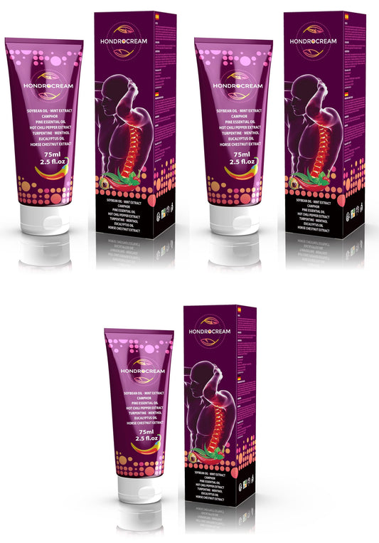 Hondrocream 3x75ml Füße, Knie,Nacken,Schultern, Rücken & Muskelkater, Gelenke und Muskeln, EXTRA natürliche Extrakte Öle, Gel, Creme, Balsam