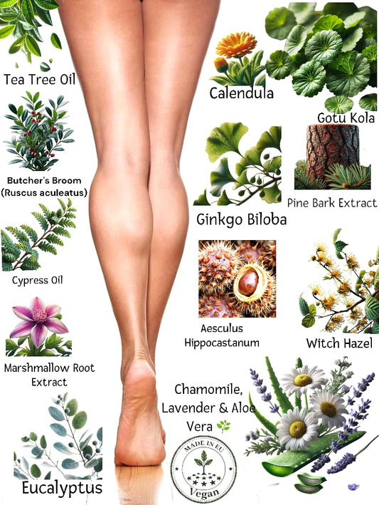 VARICOBOOSTER Gel Fußcreme 75 ml, über 25 sorgfältig ausgewählte Inhaltsstoffe, neue verbesserte Formel auf Basis natürlicher Komponenten, mit innovativer Airless-Flasche