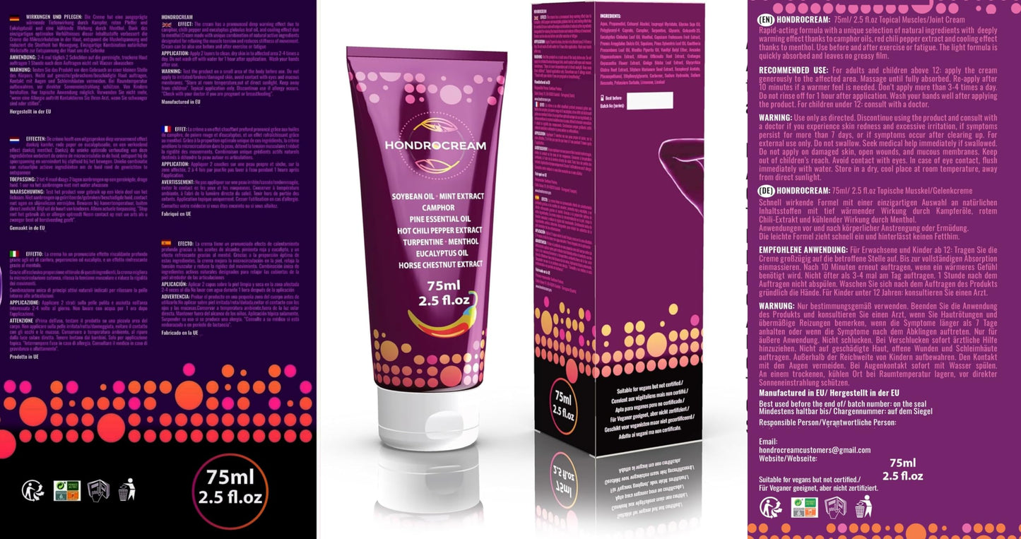 Hondrocream 75 ml chili, soybean oil,