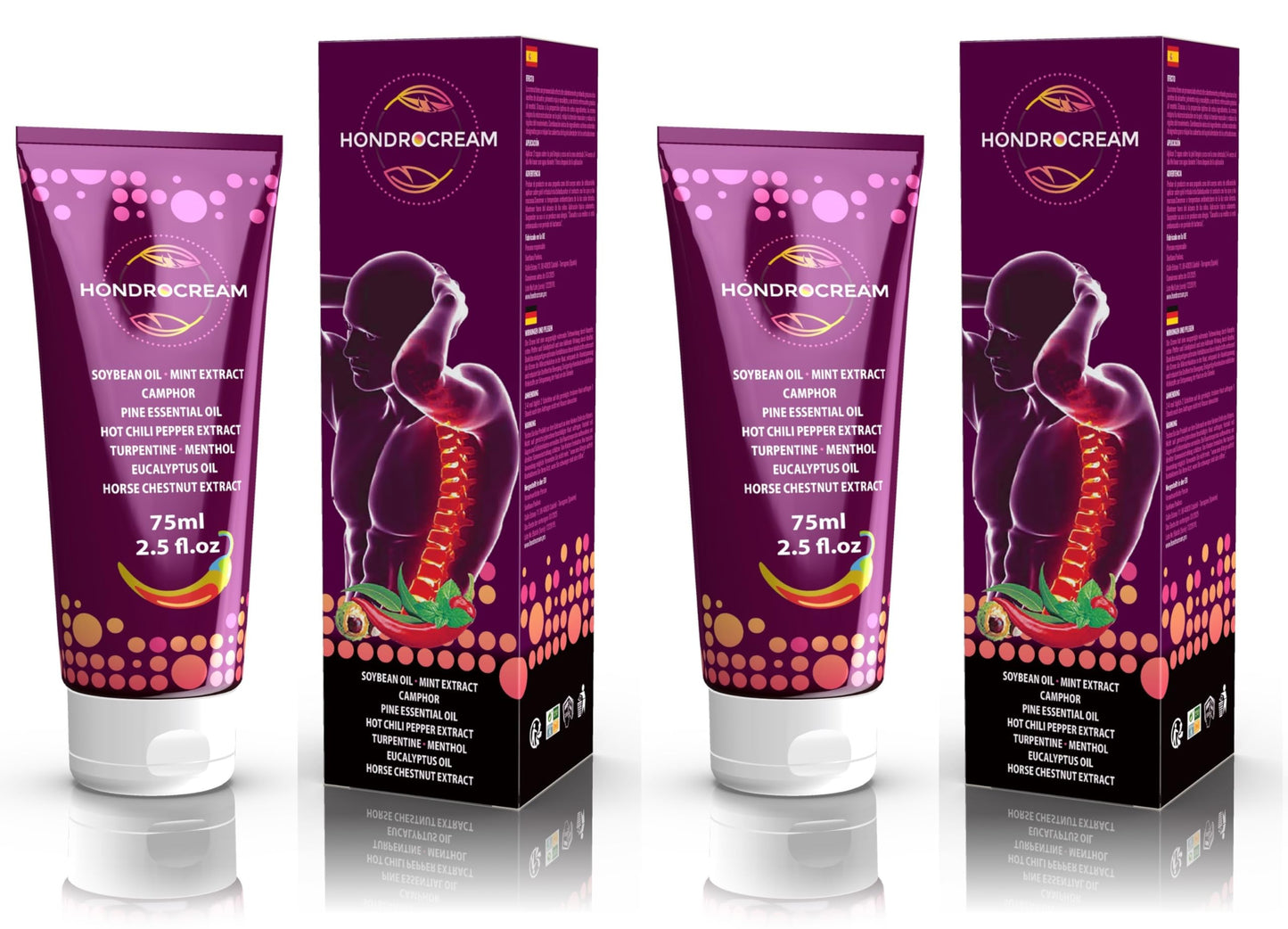 Hondrocream 3x75ml Füße, Knie,Nacken,Schultern, Rücken & Muskelkater, Gelenke und Muskeln, EXTRA natürliche Extrakte Öle, Gel, Creme, Balsam