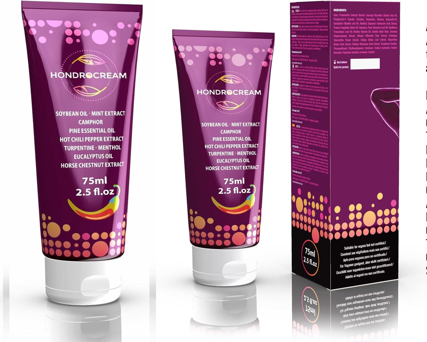 HONDROCREAM 2x75 Gelenke , Chili, Soybean oil, Eucalyptus oil