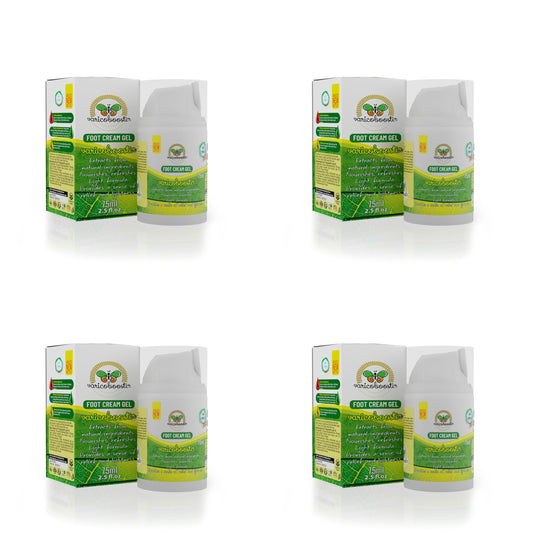 VARICOBOOSTER Fußgel-Creme 4x75ml, über 25 sorgfältig ausgewählte Inhaltsstoffe, neue verbesserte Formel auf Basis natürlicher Komponenten, mit innovativer Airless-Flasche, Varico Booster